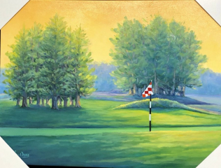 Golf - drapeau - terrain - chaleur - sport