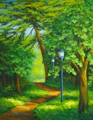 Sentier lampadaire forêt chemin boisé Shawinigan